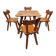 Vintage brutalist wooden dining set chairs & table 1970