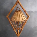 Lampadaire aux oiseaux-LOUIS SOGNOT- en bambou/rotin années 50/60