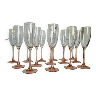 15 Pink Champagne Glasses Cristal D'Arques Luminarc