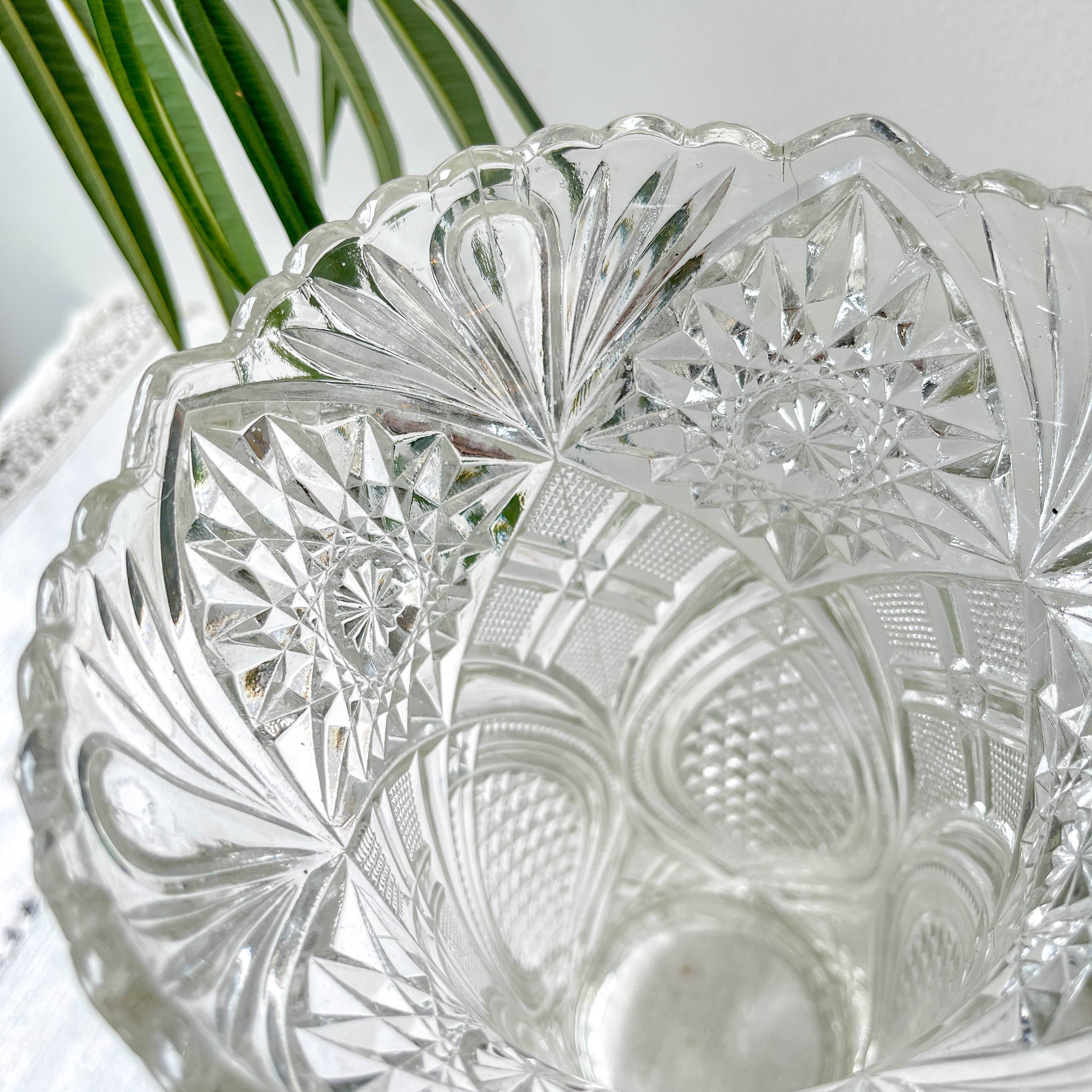 Vase vintage en verre motif géométrique