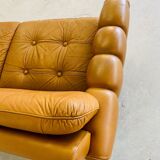 Vintage danish art deco style 3 person svend skipper sofa in tan leather