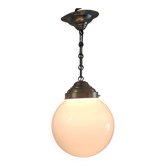 Suspension design Bauhaus globe opaline (diam: 20 cm) - mid 20th century