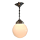 Suspension design Bauhaus globe opaline (diam: 20 cm) - mid 20th century