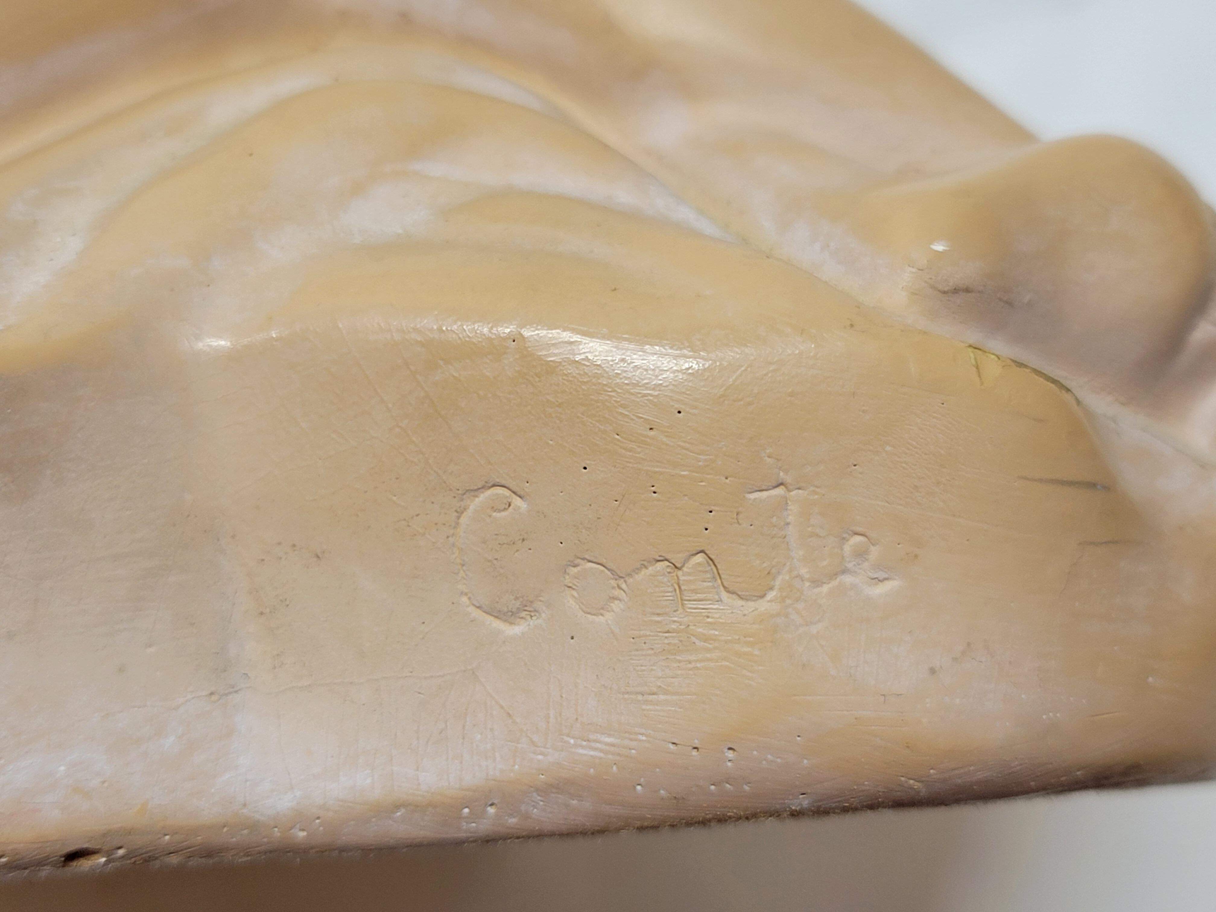Empty plaster pocket sleeping woman art nouveau signed Carlo Conte