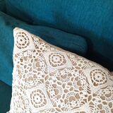 Coussin Lin et coton crochet
