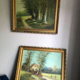 Pair two oil paintings on canvas