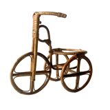 Vintage plant holder tricycle in bamboo and rattan