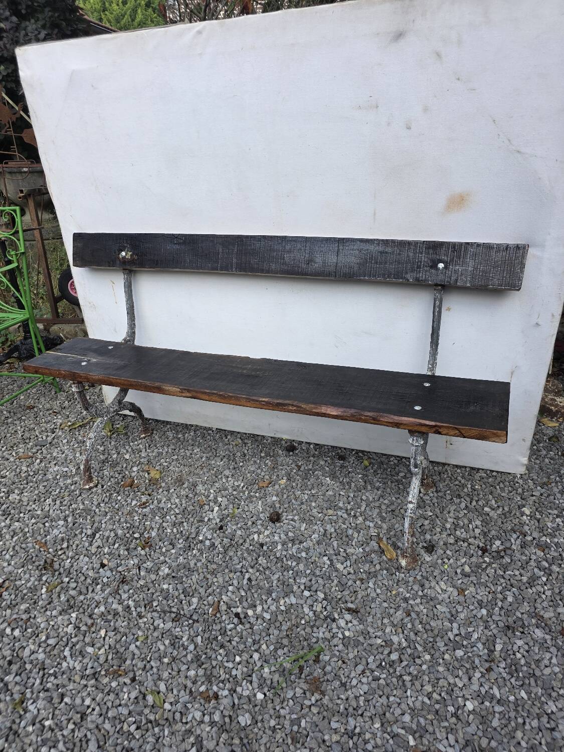 Cast iron and oak garden bench