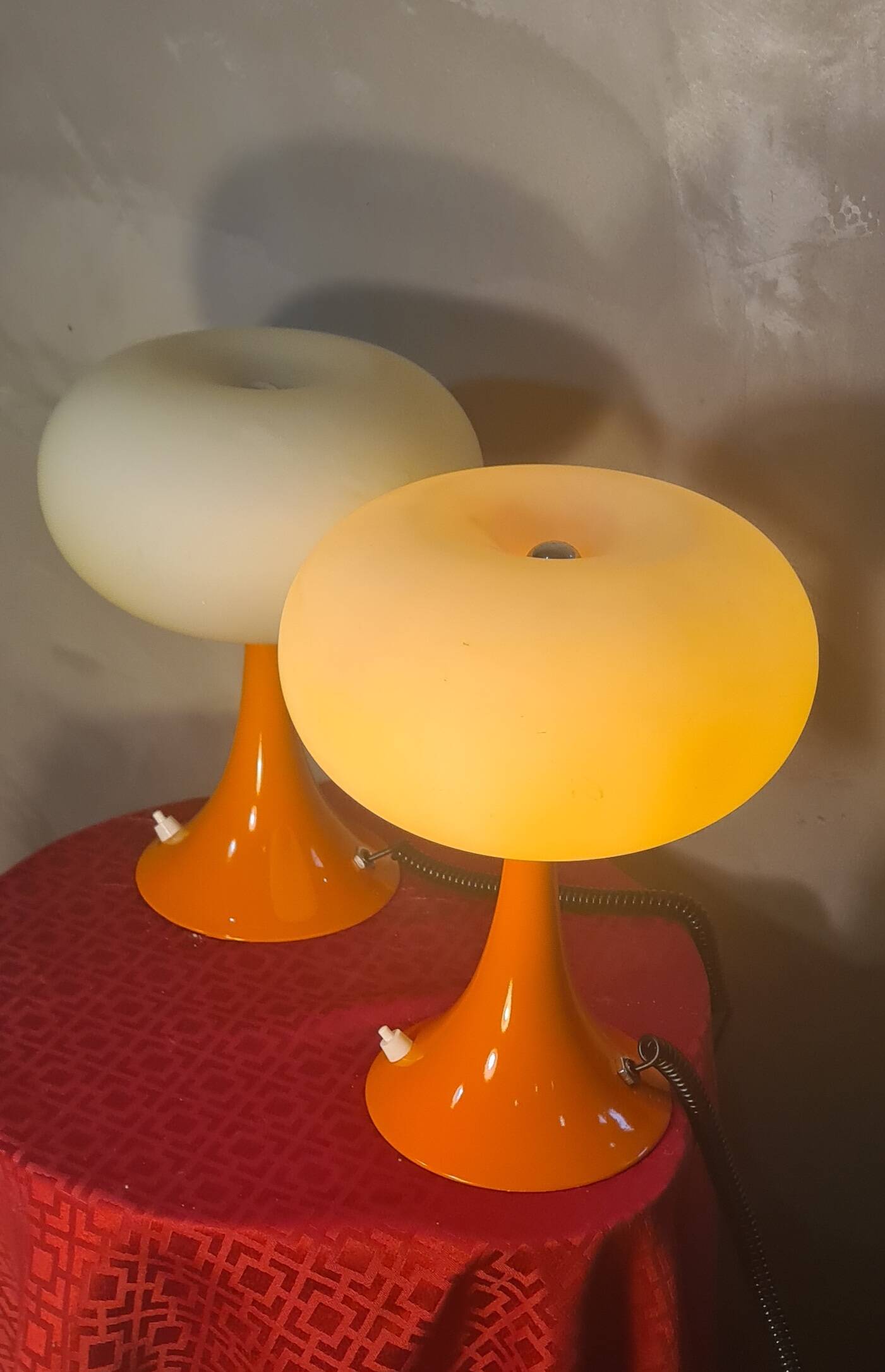 Pair of Prisma Mushroom Table Lamps 1975 to 80, Ufo A Space 30x22
