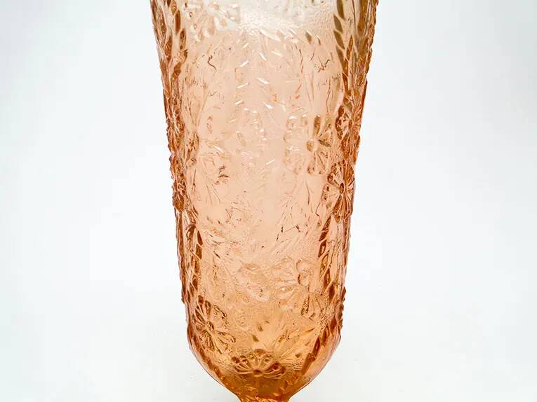 Retro vase, rose glass, Ząbkowice, Poland, 1970s