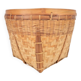 Vintage Handmade Basket in Woven Bamboo and Rattan, 1960s