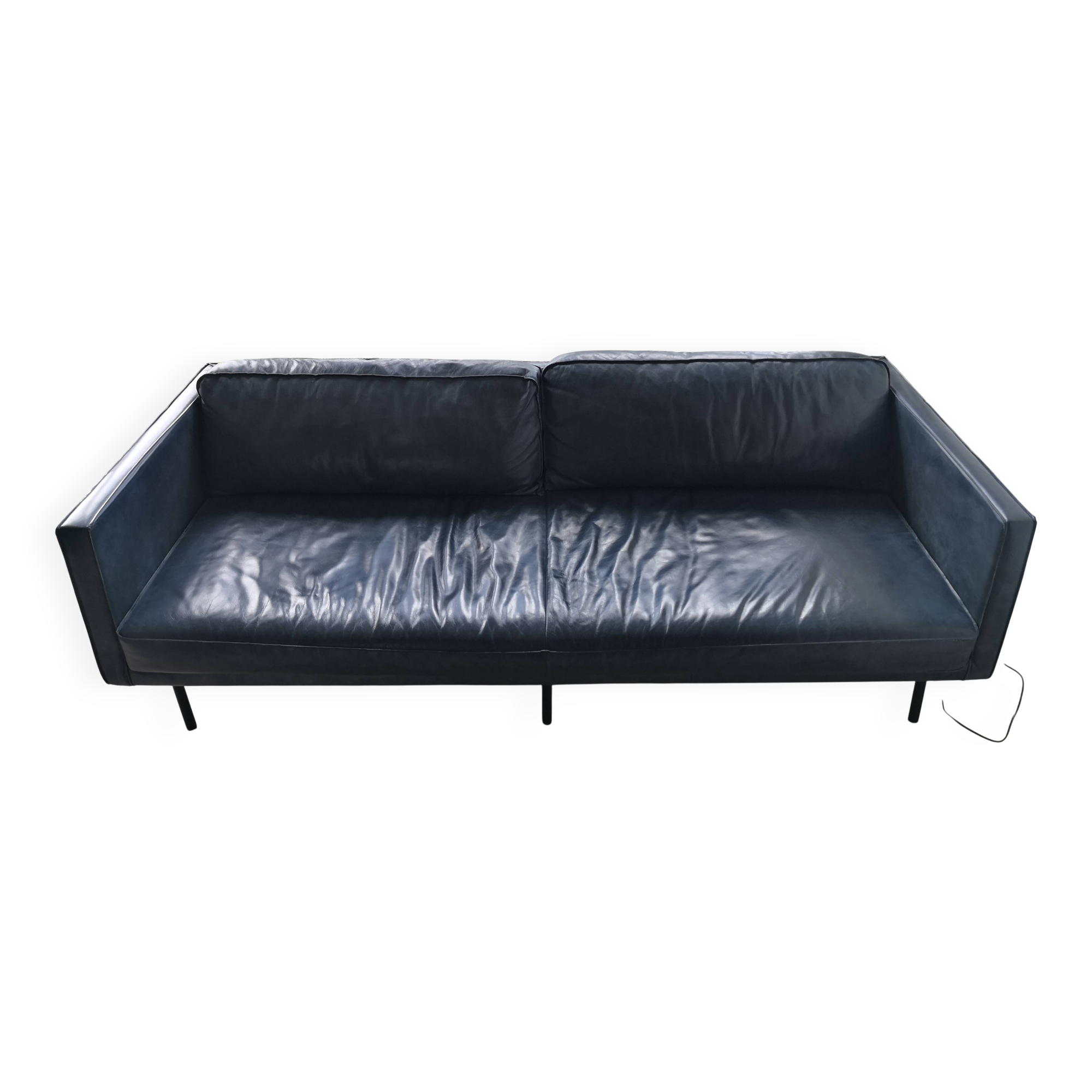 Oxford blue leather sofa
