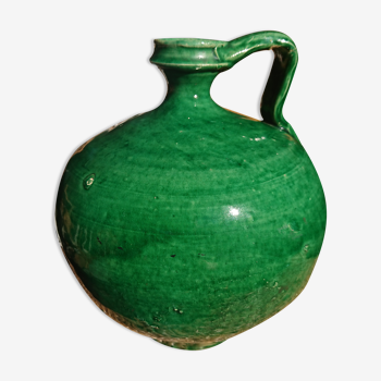Green enamelled sandstone jug