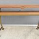 Console desk wood metal vintage curved metal base