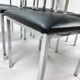 Set of 6 belgium chrome and skai dining chairs, 1960s