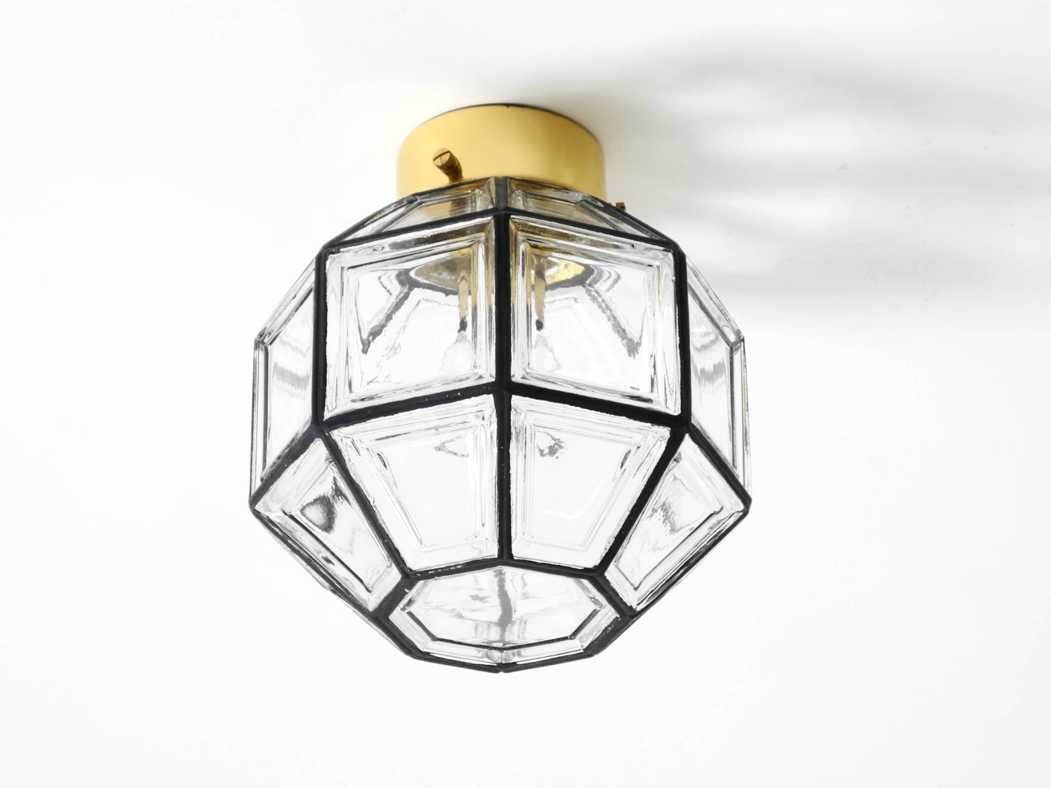 Beautiful 1970s Limburg glass ceiling lamp in octagon shape