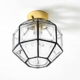 Beautiful 1970s Limburg glass ceiling lamp in octagon shape