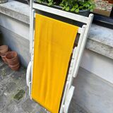 Transat de plage en bois blanc et coton jaune