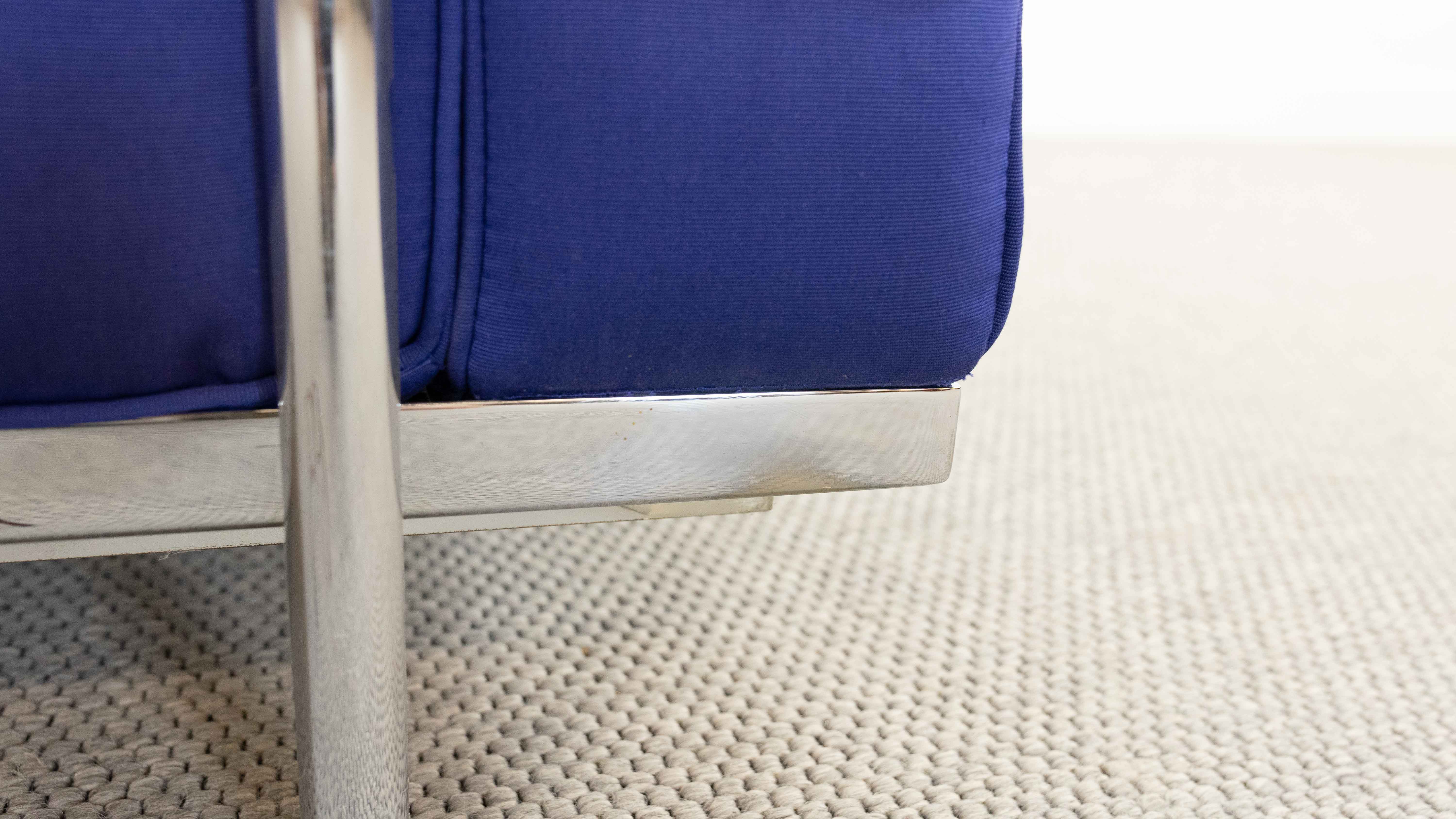 Cassina LC2 3seat Sofa by Charlotte Perriand, Le Corbusier and Pierre Jeanneret in blue fabrics