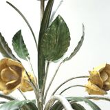 Floral chandelier with yellow flowers and green leaves, 90s