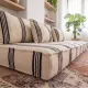 Set of striped Moroccan floor cushions handwoven.