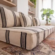 Ensemble de coussins de sol rayés marocains tissés à la main