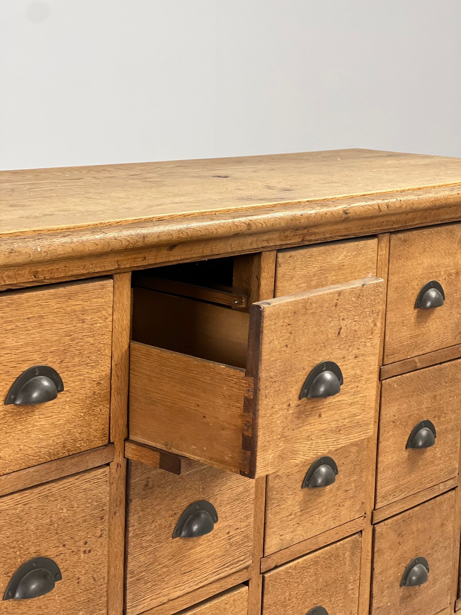 Pharmacy cabinet chest of drawers large oak antiques