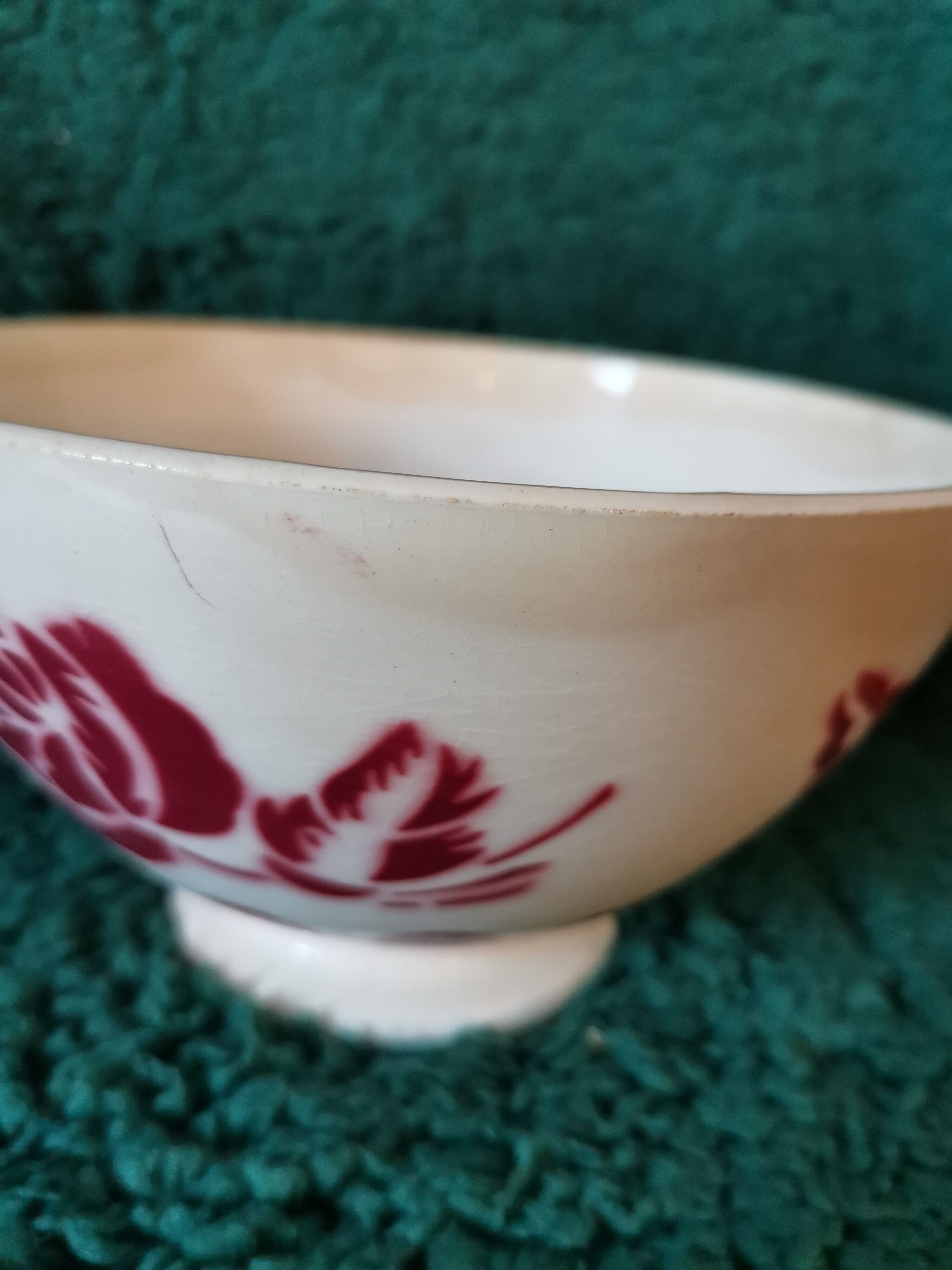 Old bowl Digoin pink red large 01