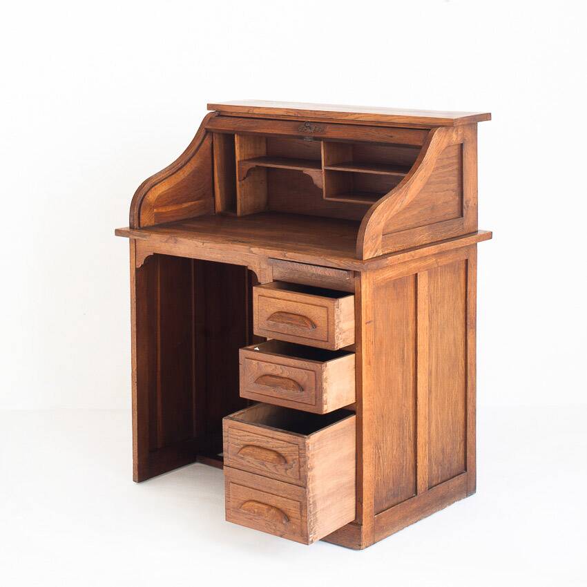 Vintage desk - secretary. Oak wood. France, 1940s