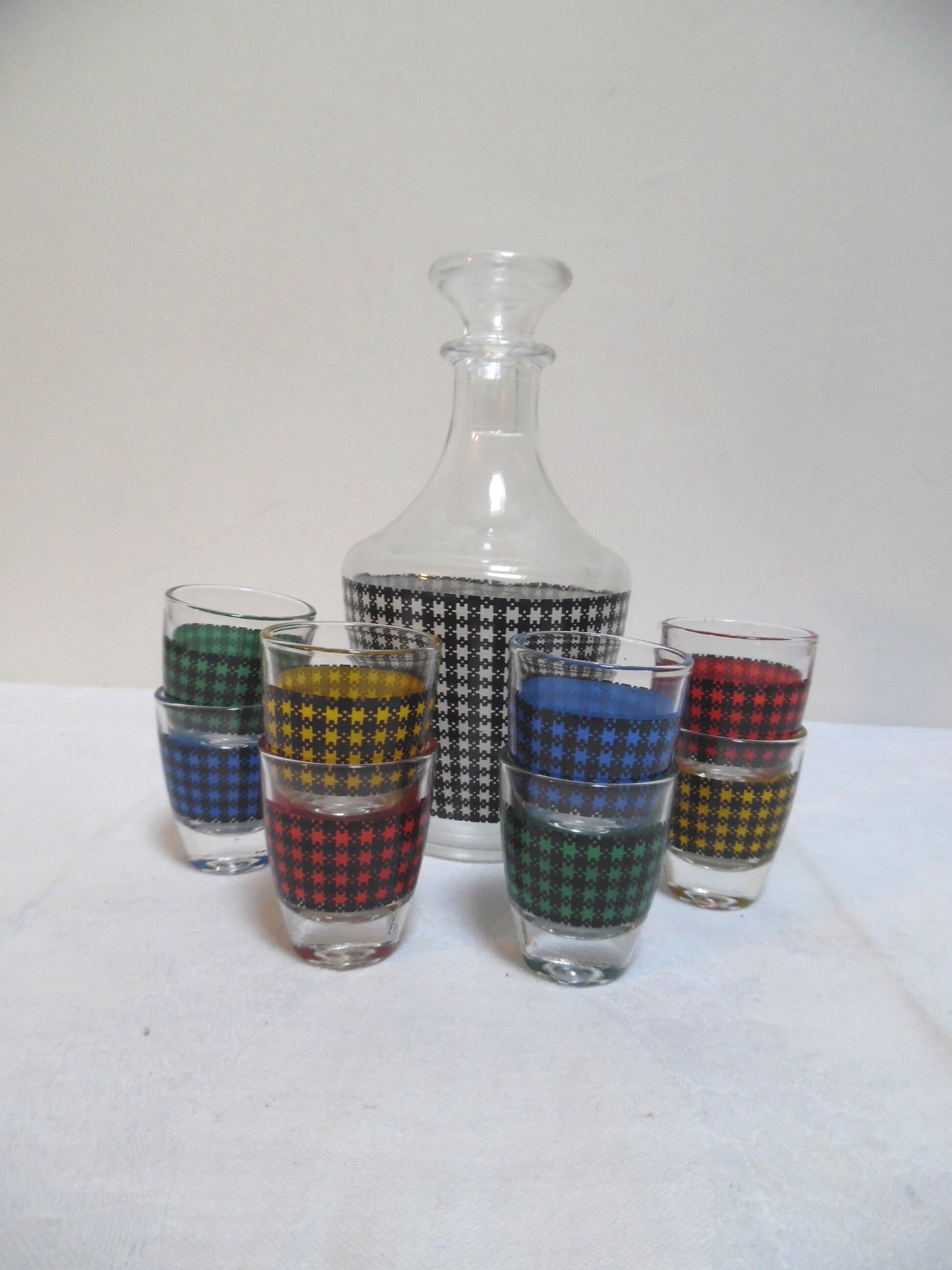 Decanter and eight glasses year 50