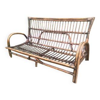 Vintage rattan bench from the 60s