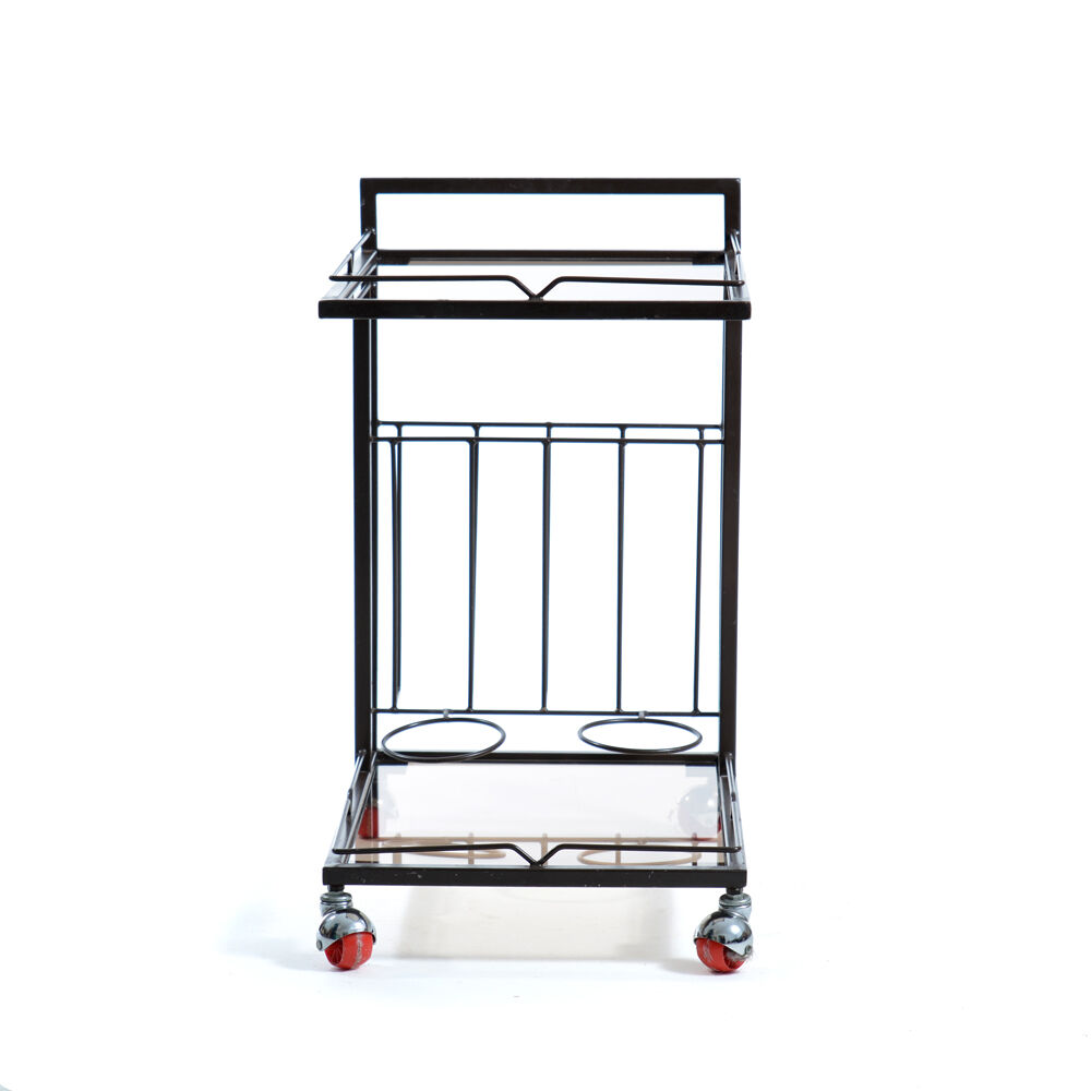 Serving Trolley In Metal And Smoked Glass, Czechoslovakia 1970s