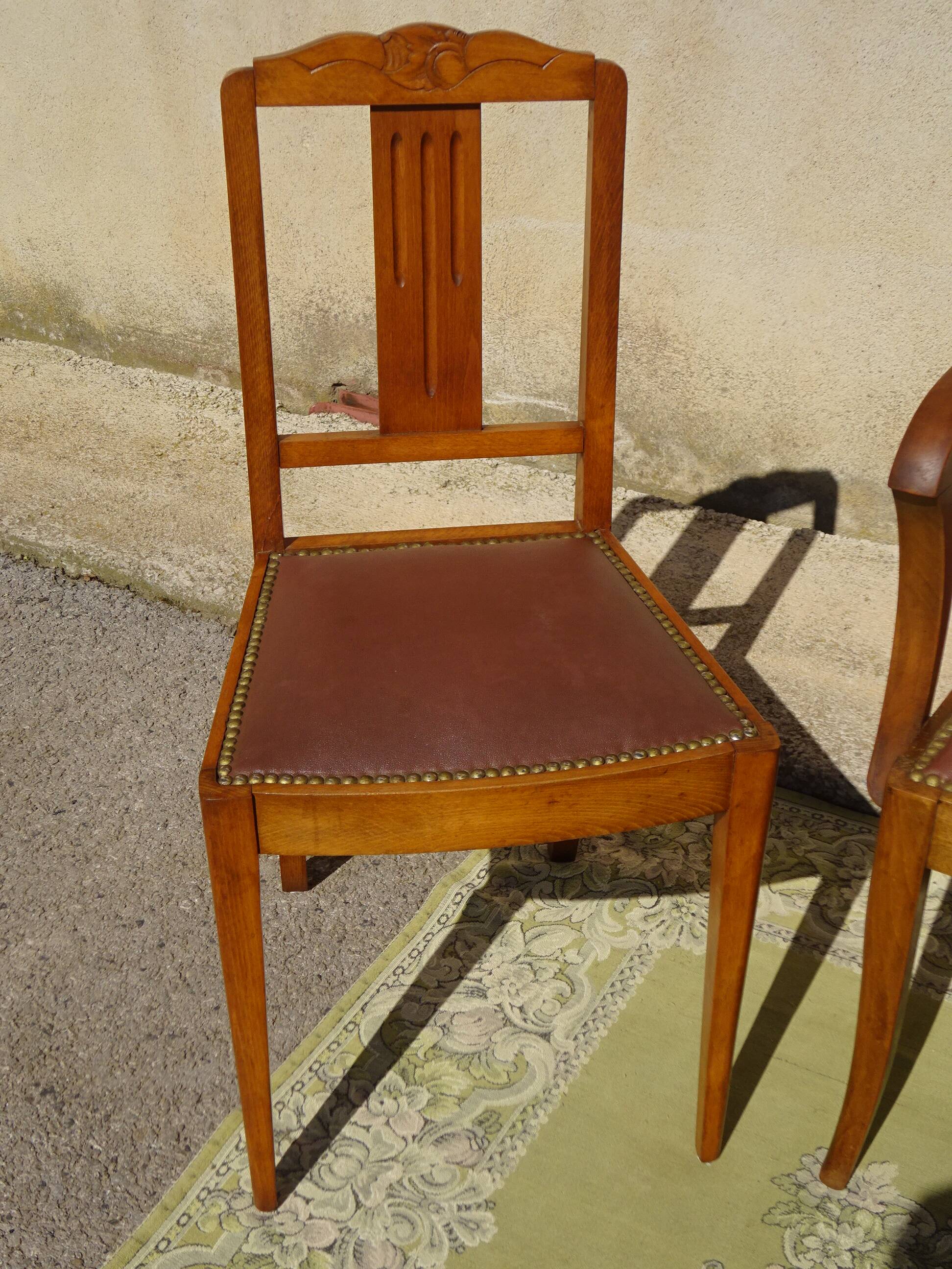 Sièges art déco assortis: 1 fauteuil bridge et 2 chaises