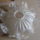 Vintage pleated glass lampshade with claw and socket.