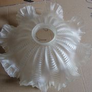 Vintage pleated glass lampshade with claw and socket.