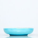 Round cup turquoise blue Art Deco Emaux de Longwy 1950