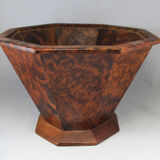 Basket or empty wooden pocket and cedar magnifying glass veneer