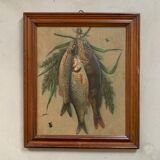 Still life, old fish trophy table