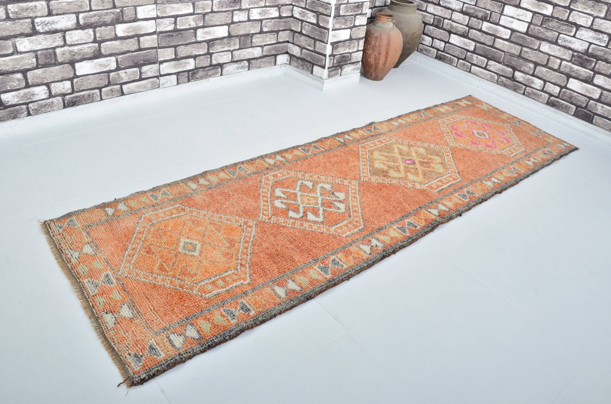 Tapis couloir Oushak vintage sku 3545