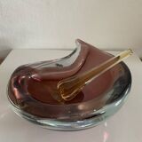 Vintage ashtray, Murano Sommerso, with pestle and label, circa 1960s