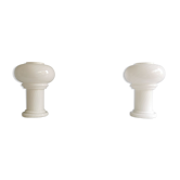 Set of 2 white glass mushroom table lamps, eighties