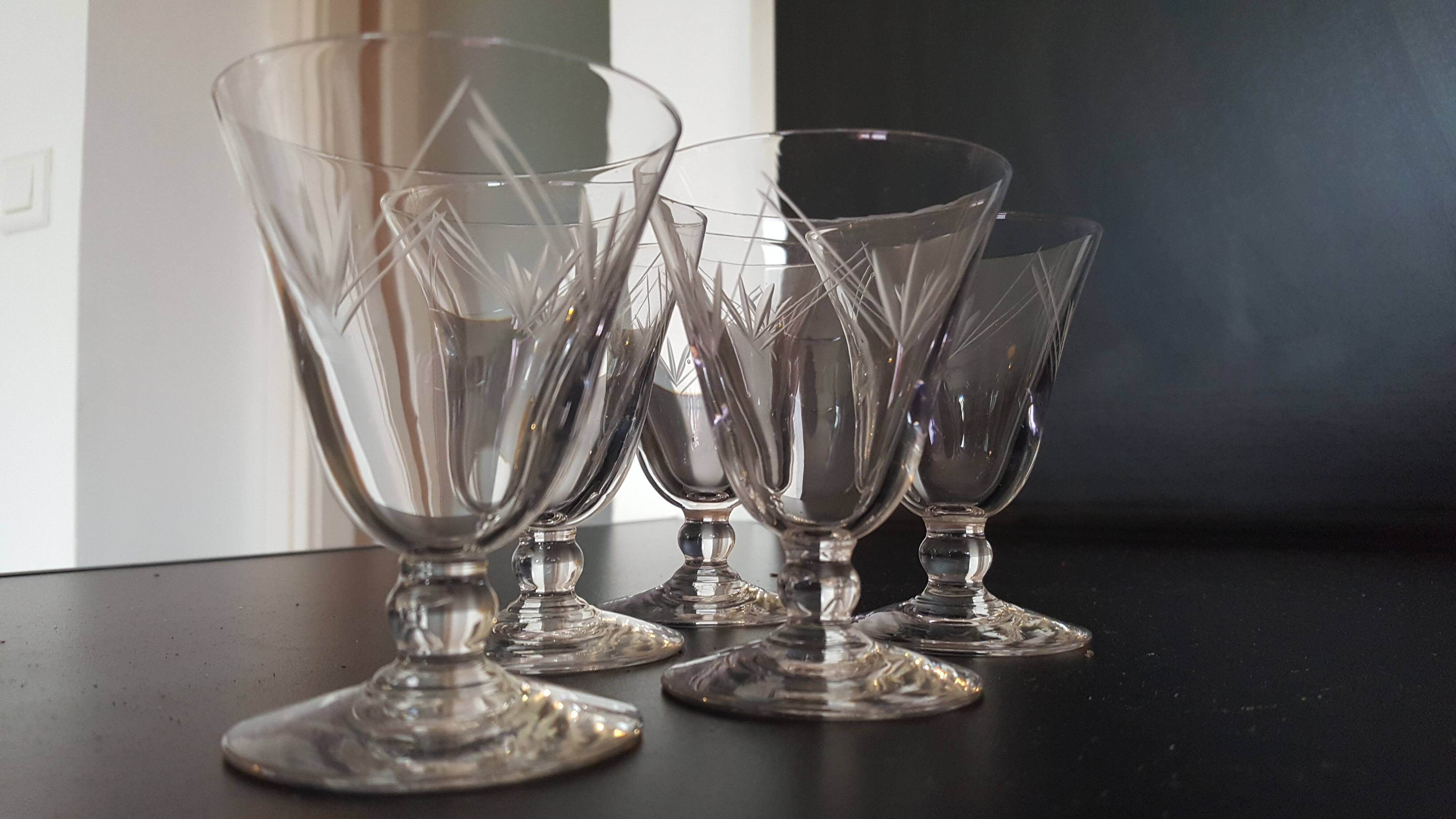 5 blown and chiseled former glasses