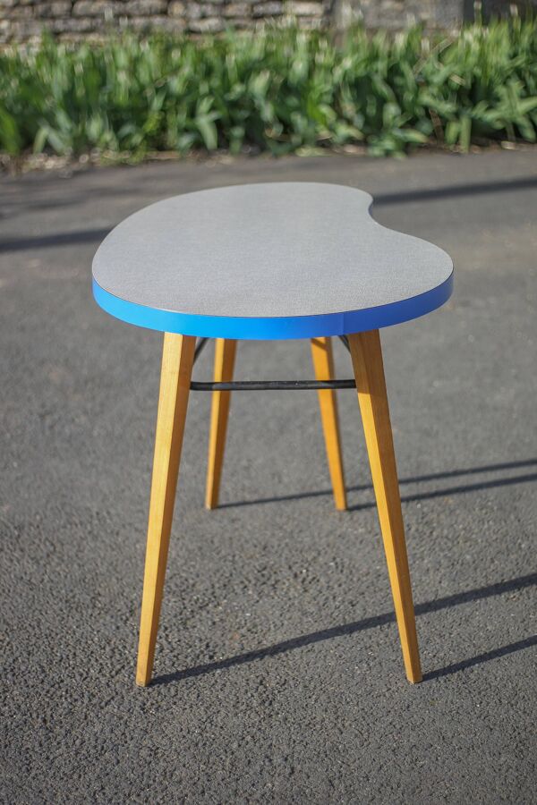 Table haricot formica et pieds compas, table bureau, table d'appoint, table vintage, 60's