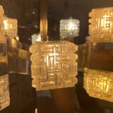 Lustre Sciolari 16 feux verre et chrome , Italie 1970