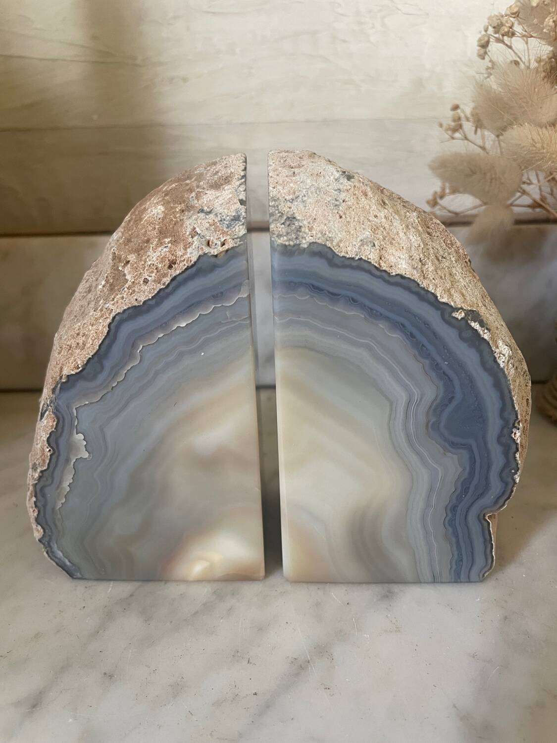 Paire de serre-livres en agate