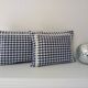 Set of 2 vintage cushions, blue gingham