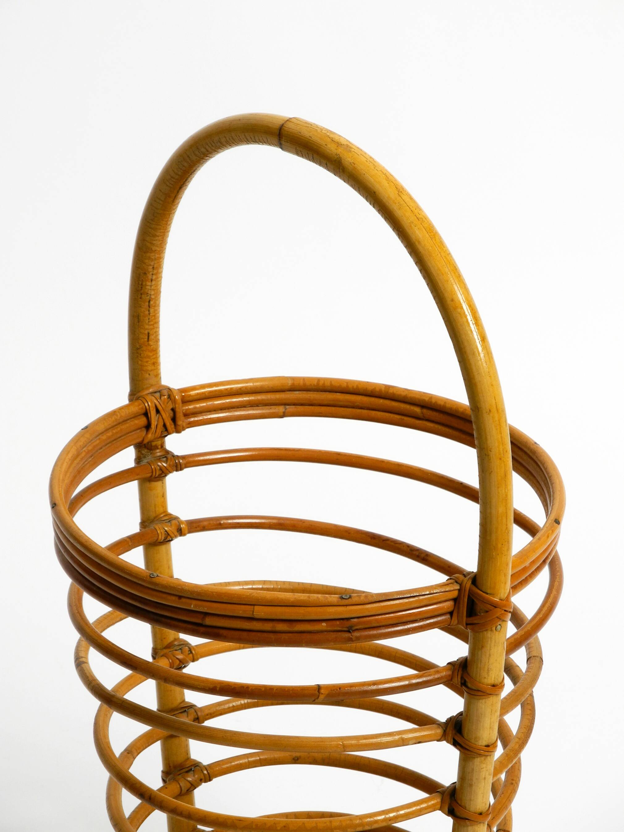 Beautiful rare Italian Mid Century modern bamboo umbrella stand in helix de