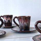 Vallauris coffee cups and bowls Pink and brown