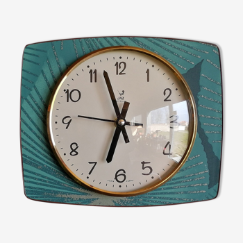 Horloge vintage pendule murale "Jaz Bleu Vert"