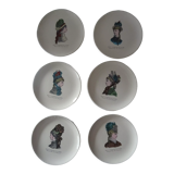 6 plates Gien le petit courrier des dames 446112 hat mode